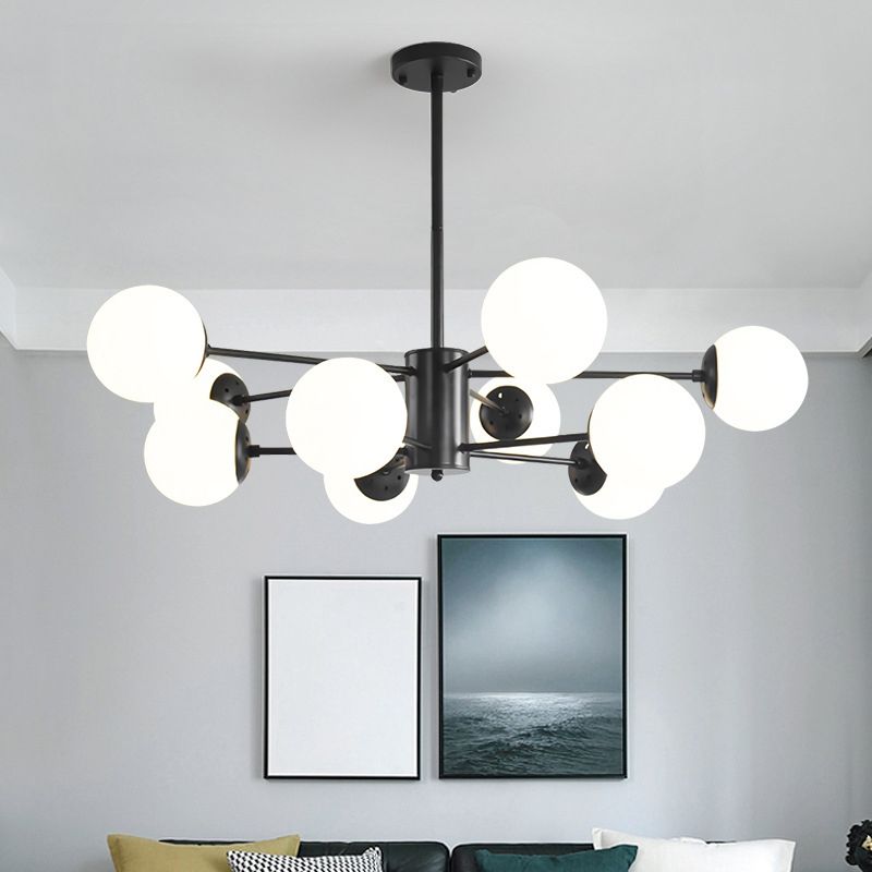 Modern Simplicity Round Ceiling Chandelier Milk Glass Hanging Light for Living Room