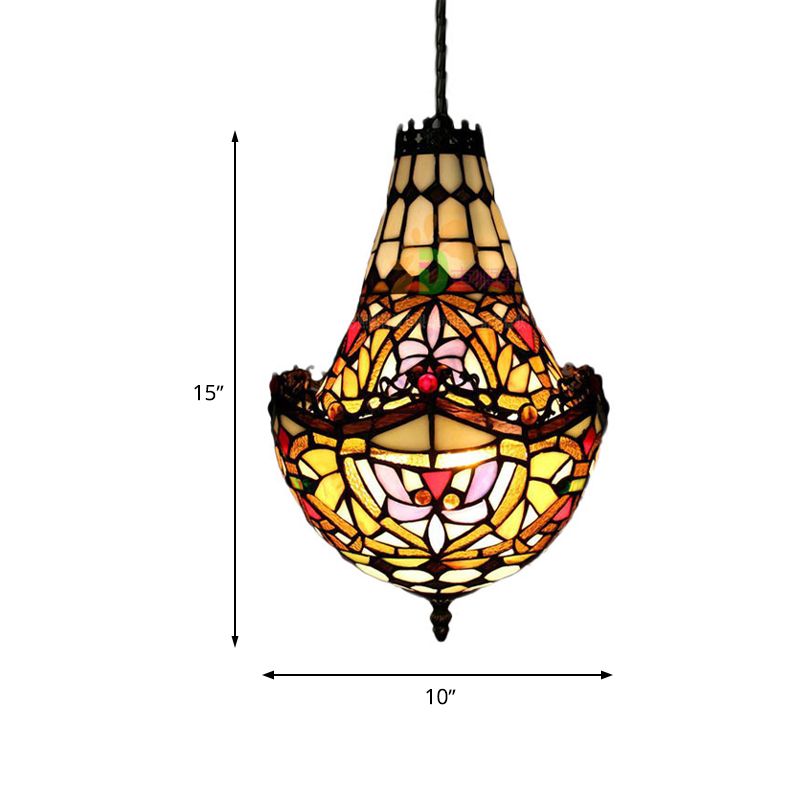 Illuminazione del lampadario a fiore Tiffany 2/3/5 luci Kit di luce a sospensione vetrata in nero in nero, 10 "/12"/16 "di larghezza