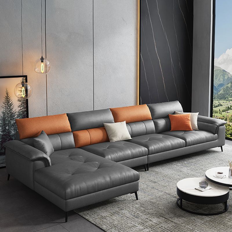 Contemporary Stain-resistant Sectional L-shape Pillow Top Arm Sectional