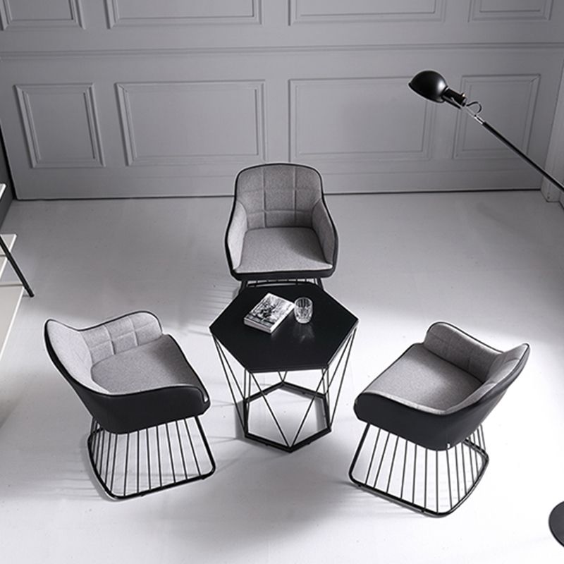 Industrial Metal Base Dining Chair Upholstered Dining Arm Chair