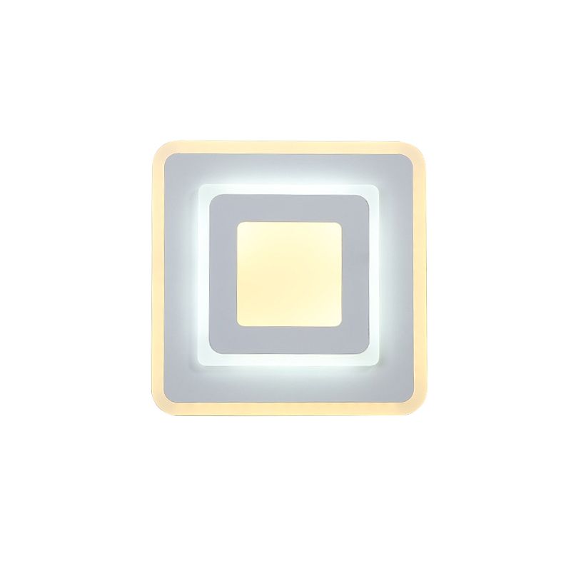 Minimal Acrylic Round/Square Wall Light Sconce Energy-Saving LED White Wall Lamp, Warm/White Light