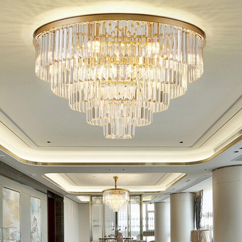 Conical Metal LED Ceiling Light in Modern Luxury Style Crystal Flush Mount for Dining Room