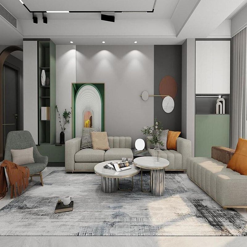 Modern Graphic Carpet Gold Polyester Area Carpet Washable Carpet for Home Decor