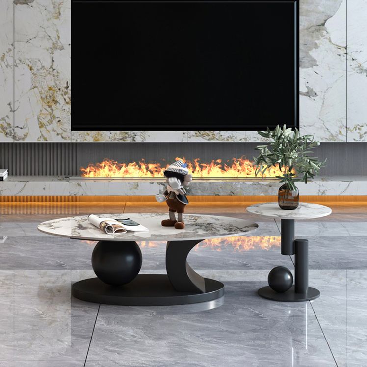 Glam Abstracts Coffee Cocktail Table Oval Cocktail Table for Home