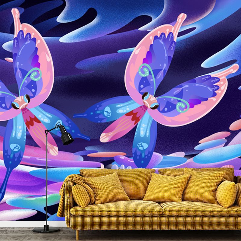 Magic Twin Butterfly Mural Decal for Kids Room Animal Wall Decor, Custom Size Available