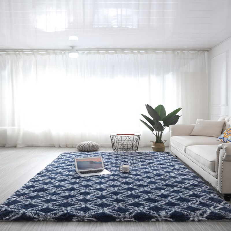 Relaxing Geometry Rug Multi Colored Modern Rug Shaggy Machine Washable Stain Resistant Non-Slip Backing Rug for Home