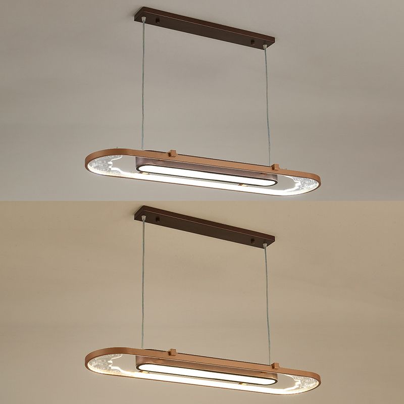 Luci a sospensione a sospensione in metallo marrone lampade a sospensione lineare contemporanea per sala da pranzo