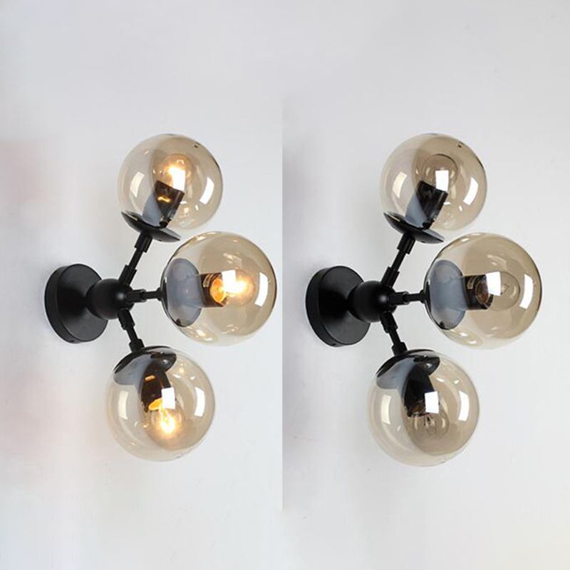 Luminaires de lampe murale globe de style industriel en verre mural mural en noir