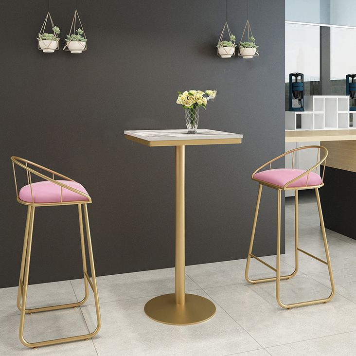 Stone Bar Dining Table Glam Round Bar Table with Pedestal for Dining Room