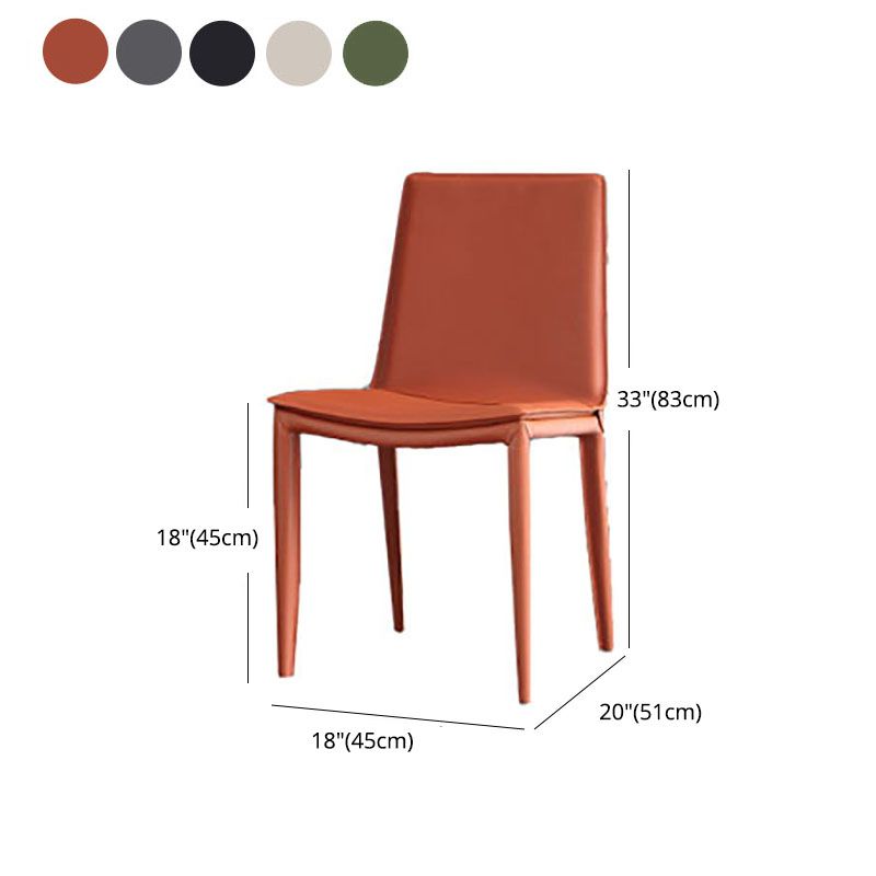Chaise de salle à manger en cuir contemporaine, chaises de salle à manger en métal sans bras pour usage au restaurant