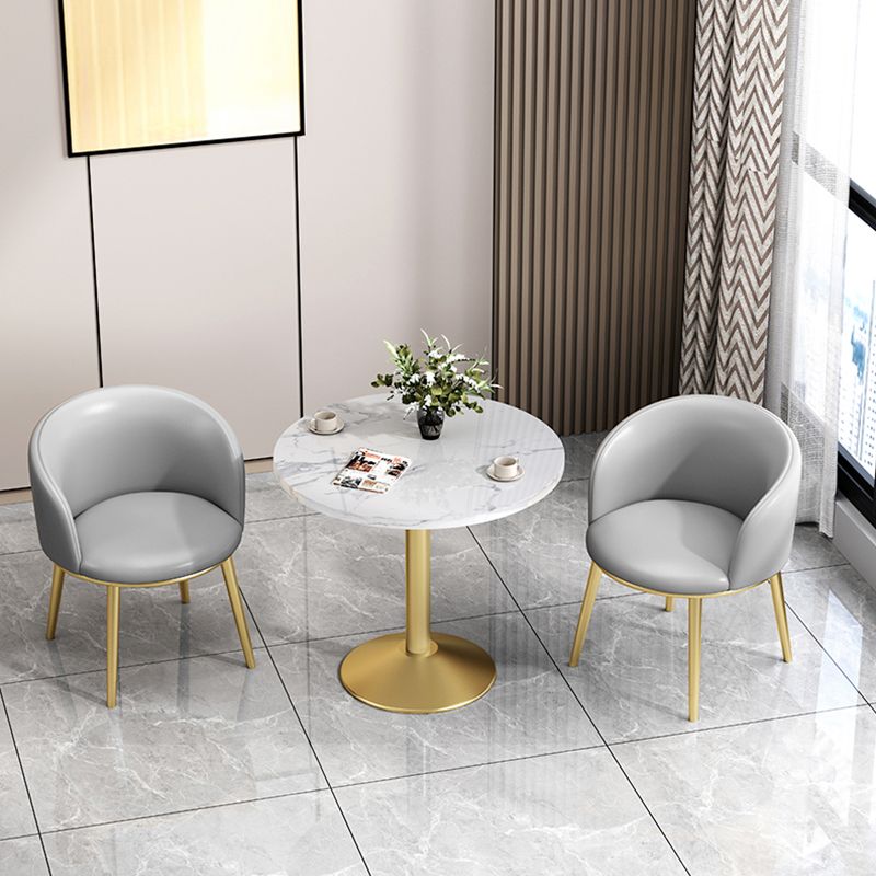 Round Sintered Stone Top Table Contemporary Metal Base Dining Table