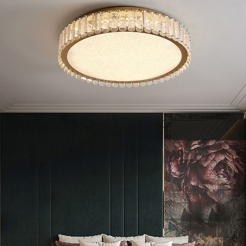 Modern Simple Ceiling Lamp Crystal LED Flush Mount Light Fixture for Bedroom