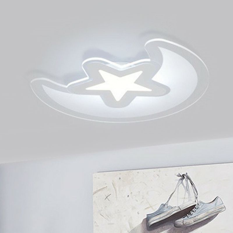 Klare Halbmond und Stern LED Flush Mount Moderne Acryl Flushmount Deckenleuchte für Kindergarten