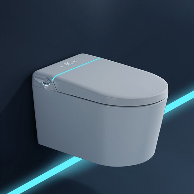 Contemporary Ceramic Elongated Heated Seat White Wall Mounted Bidet
