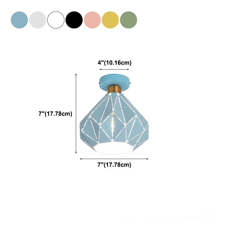 Modern Creative Iron Flush Mount Geometric 1-Light Ceiling Light for Bedroom