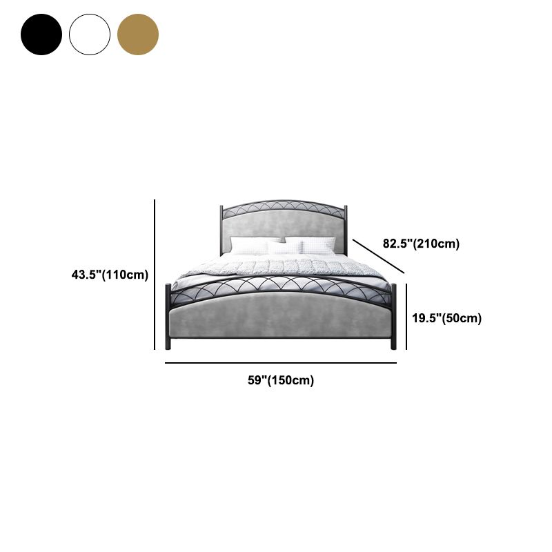 Modern Rectangular Bed Upholstered Headboard Bed with Metal Legs