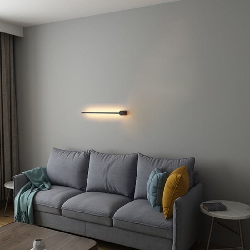 Modern Metal Wall Sconce Linear Shape Wall Lamp with Silicone Shade in Black