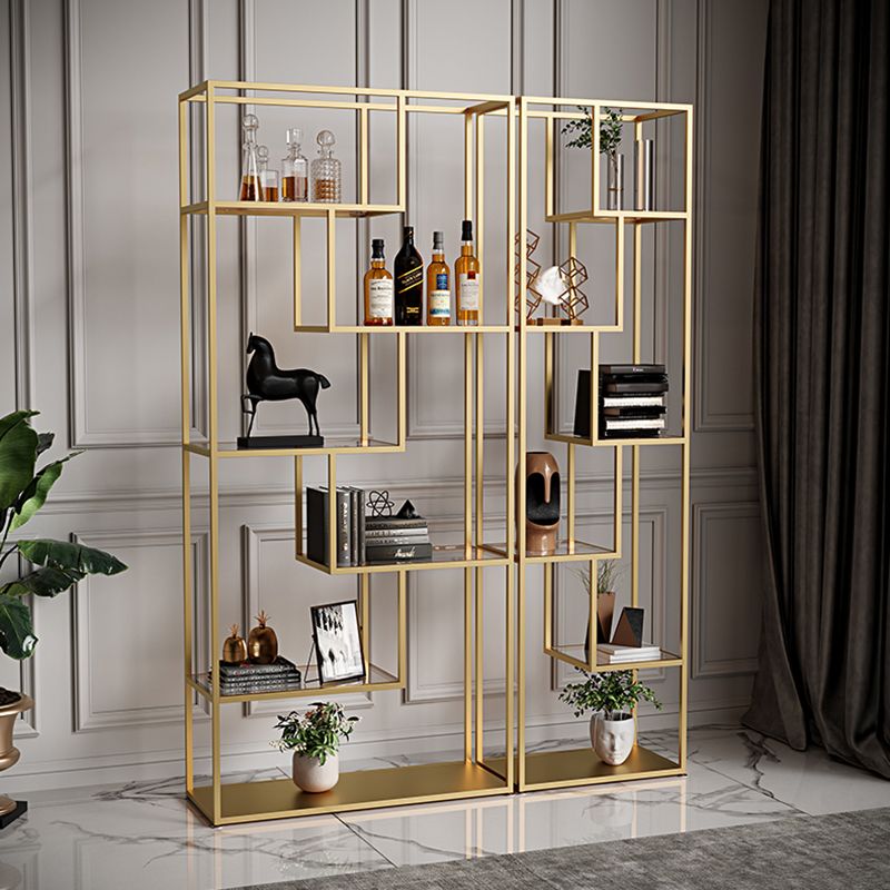 Industrial Open Back Bookshelf with Iron Frame Bookcase for Home Office