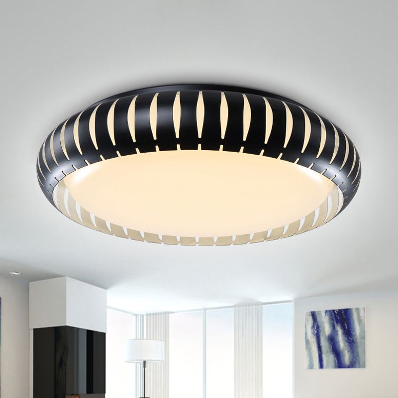 Iluminación empotrada en forma de donut de metal, accesorio de montaje empotrado LED blanco/negro contemporáneo con diseño hueco en luz blanca/cálida/de 3 colores