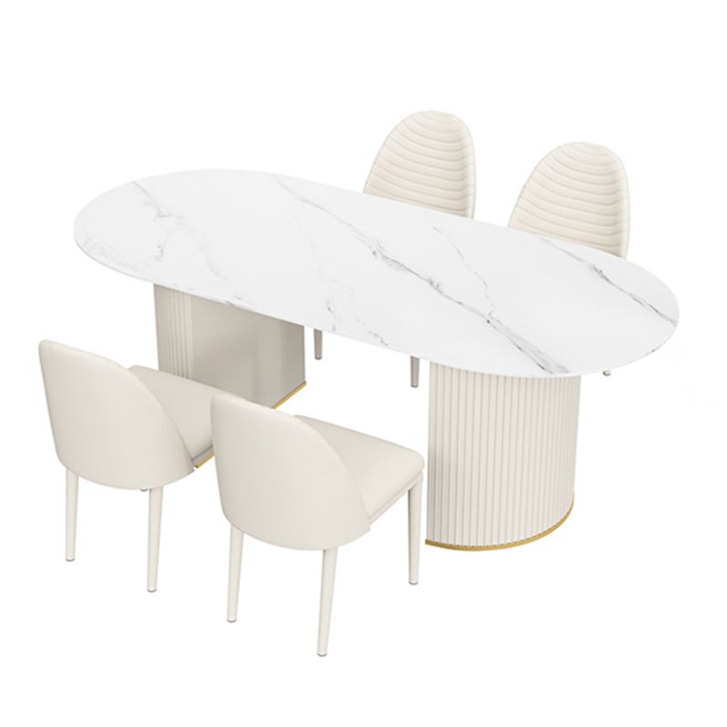 Metal Traditional Luxury Oval Table Sintered Stone Indoor Table for Dining Room