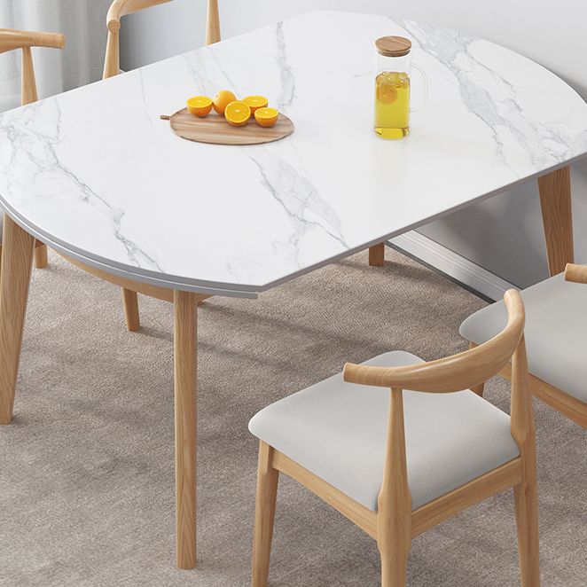 Modern Sintered Stone Dining Room Set with Round Table and Wooden Base Dining Table Furniture