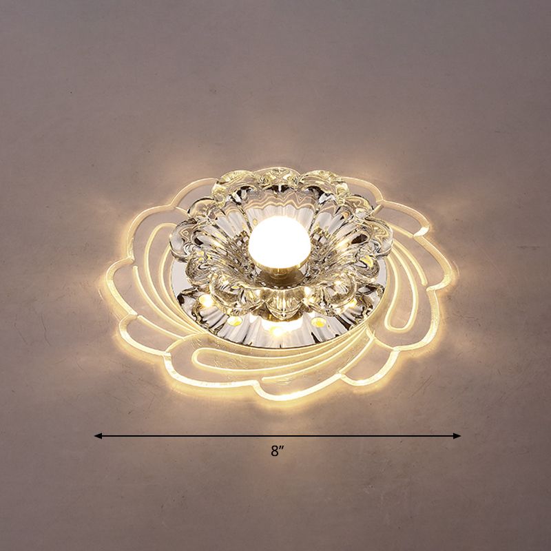 Minimalist Floral Shade Flush Mount Lighting Crystal Entryway LED Flush Mount Fixture