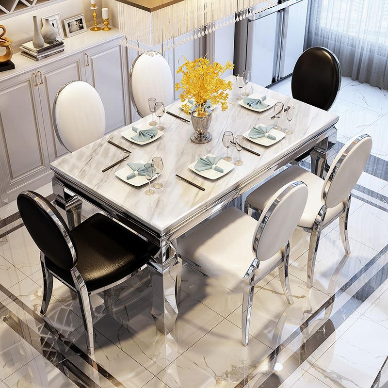 Nordic Rectangle Dining Site Table Marble Dining Room Collection with 4-foot