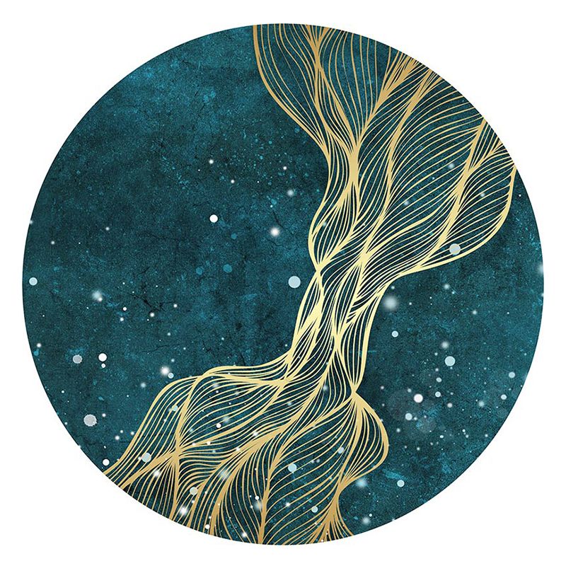 Round Multicolor Bold Rug Polyester Carpet Abstract Print Indoor Rug Stain Resistant for Living Room