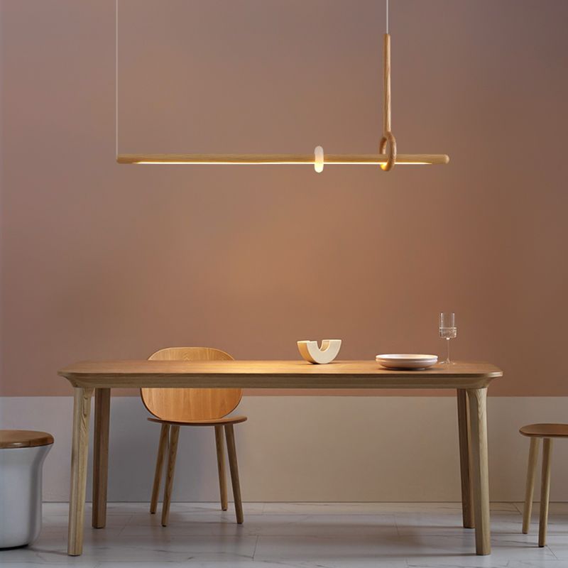 Modern Minimalist Style Linear Chandelier Light Fixtures Wood Pendant Light Fixtures