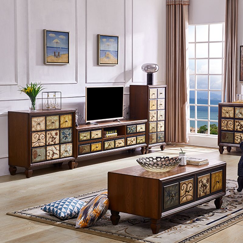 Vertical Traditional Wooden Storage Chest Bedroom Chest with Drawers