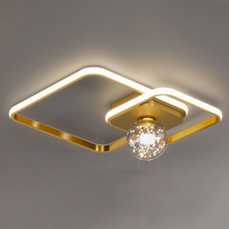 Luminaire de plafond encastré de style moderne à 3 lumières à abat-jour géométrique en or