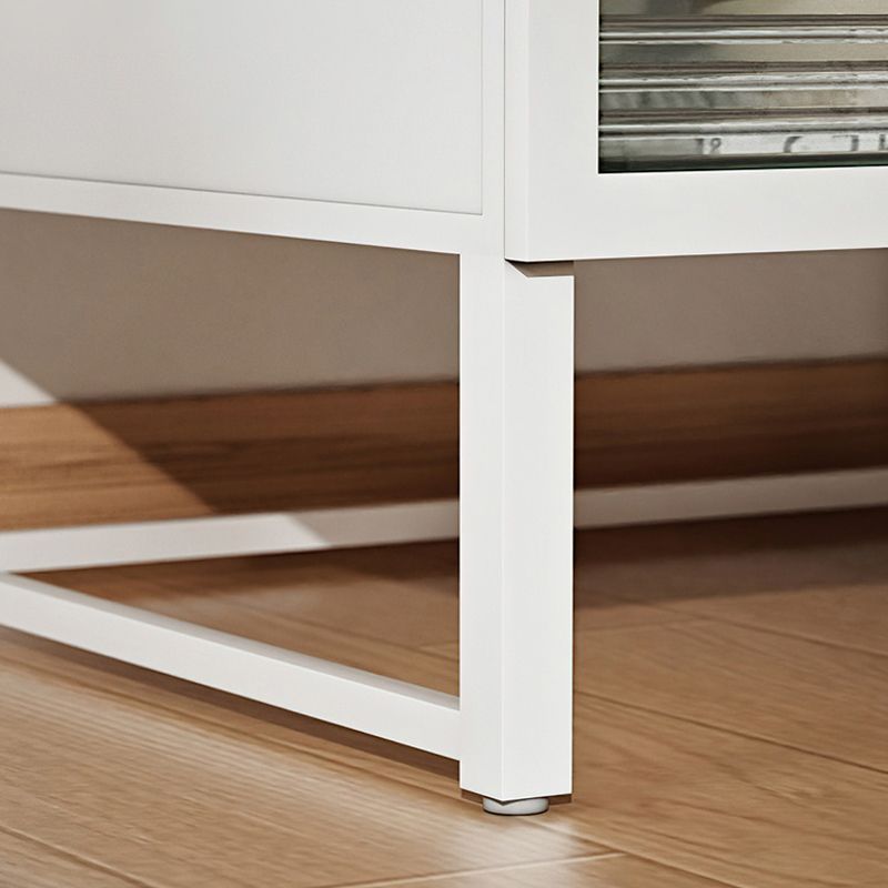 22.83" Tall 4-shelf Bedside Cabinet Glass Top Night Table with Door