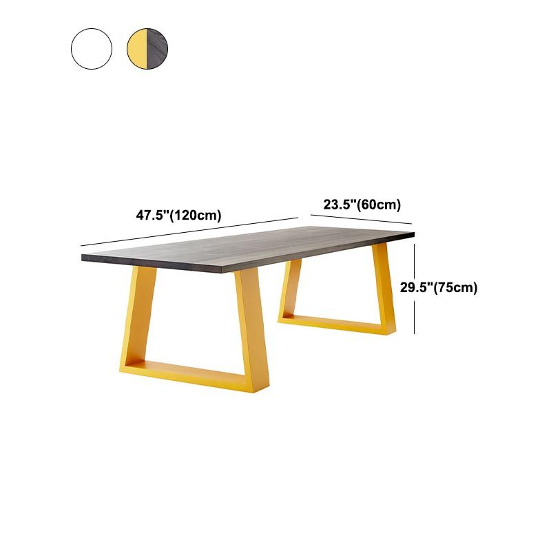 Metal Industrial Rectangle Dining Table for Home Pine Wood Top Table with Sled