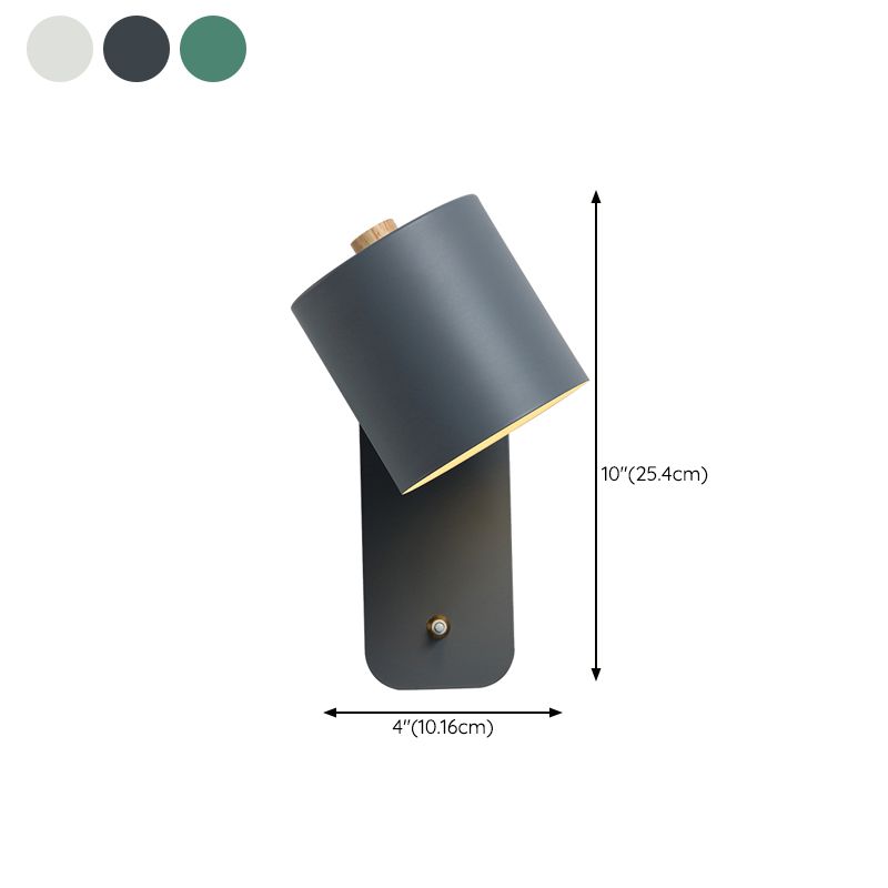 Nordic Style Iron Wall Light Cylinder Shape Rotatable Wall Lamp for Living Room