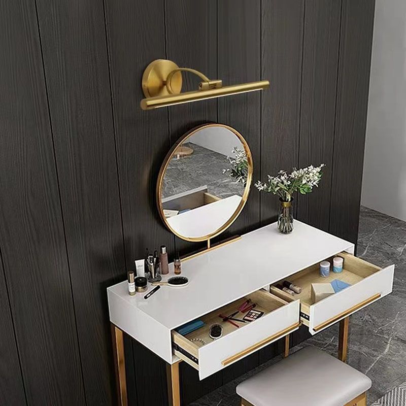 Armed Linear Wall Sconces Modern Metal 1 Light Sconce Light Fixtures in Gold for Lavatory