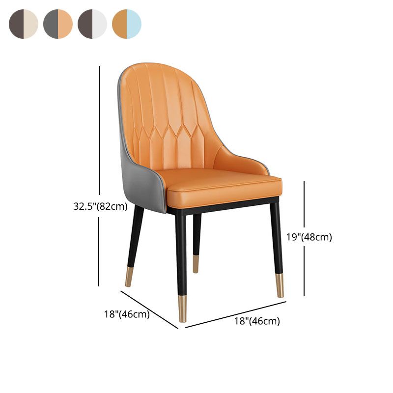 Leather Dining Chairs Scandinavian Arm Solid Back Dining Side Chair