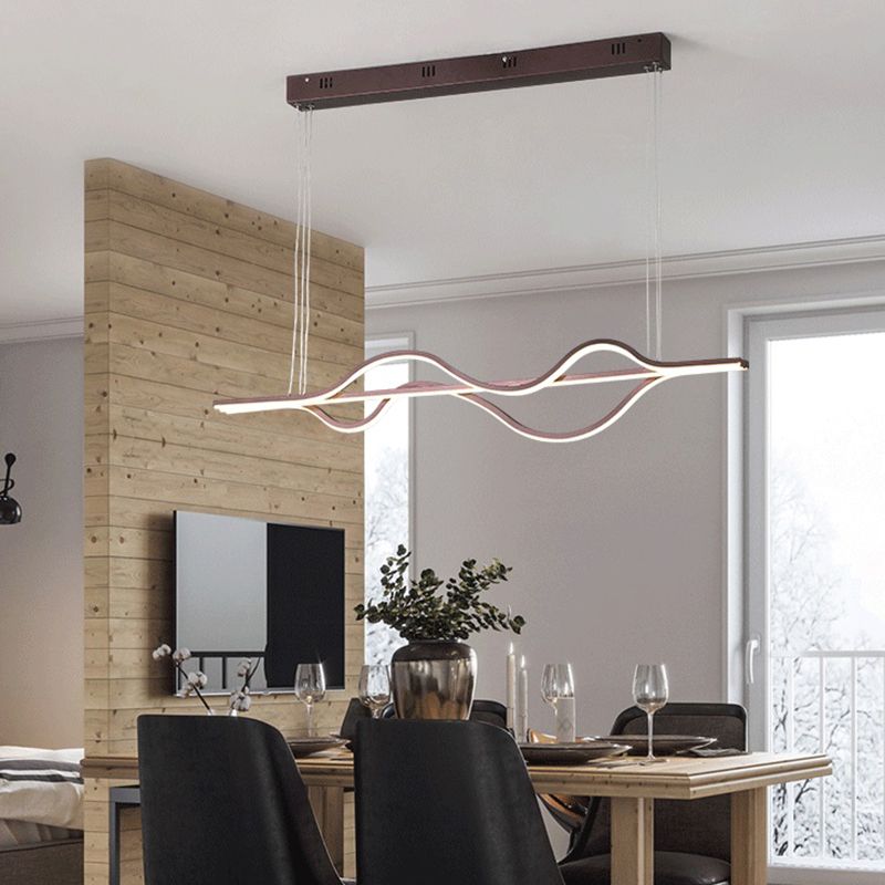 Nordic Aluminum Island Light Linear 3 Lights LED Island Pendant for Dining Room