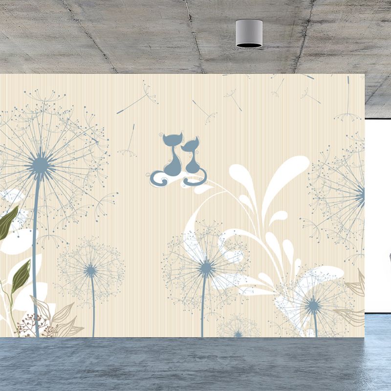 Autocollant Mural au Design Floral vif, décoration murale moderne en matériau non tissé de couleur claire