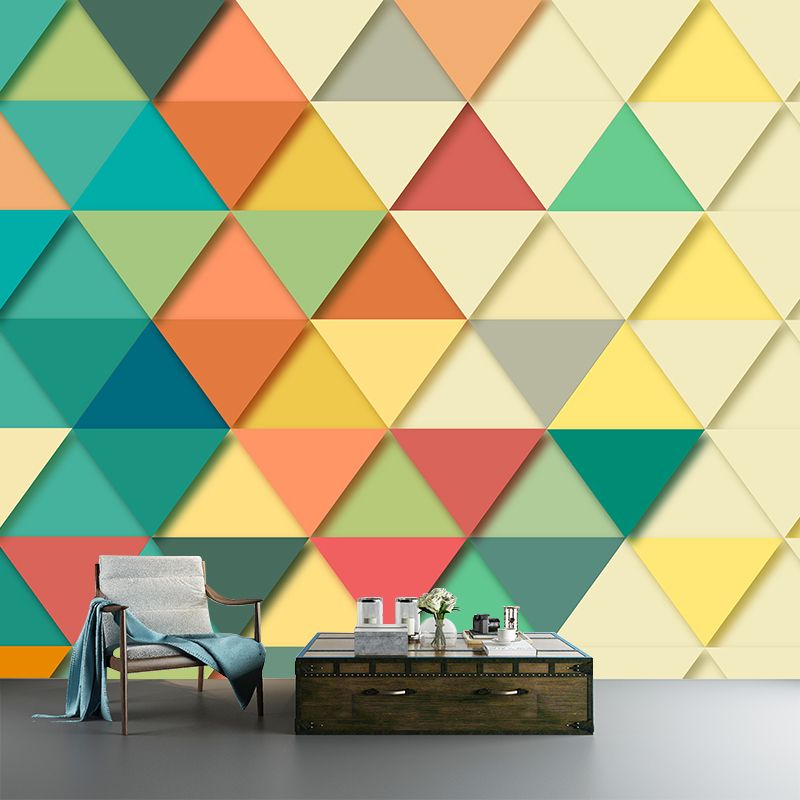 Bright Geometric Shapes Wallpaper Mural Moisture Resistant Bedroom Wall Covering