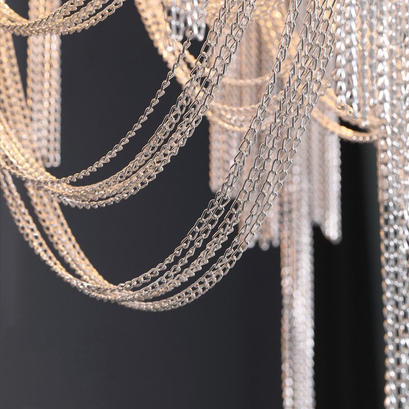 Modern Luxury Pendant Light Electroplate Metal Hanging Lamp with Aluminium Chain