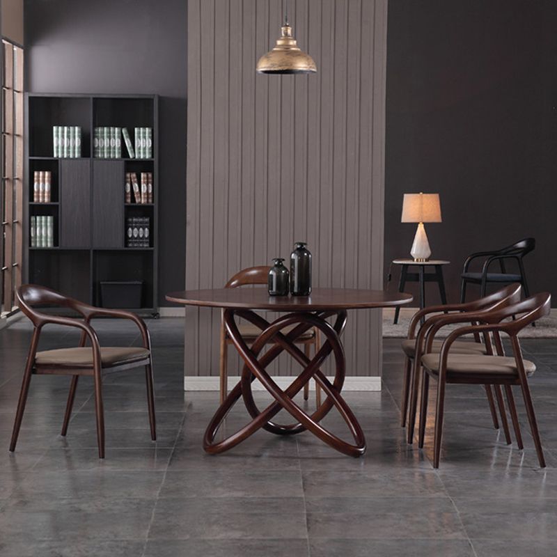Contemporary Solid Wood Dining Table Round Pedestal Base Dining Table for Home
