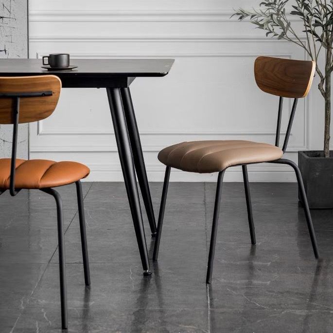 Silla de comedor tapizada sin brazos estilo industrial con respaldo abierto (juego de 2)