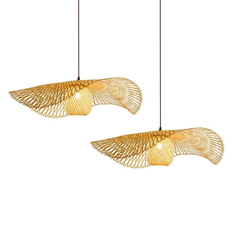 Twist Suspension Pendellicht Light Asia Bambus Restaurant Hanging Deckenleuchte in Beige