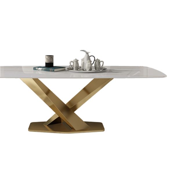 Traditional Luxury Dining Site Table Rectangle Stone Furniture with Pedestal Base