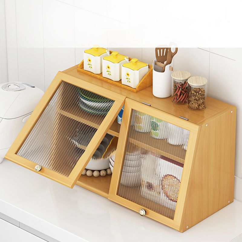 Visible Acrylic Door Server Bamboo Dinner Server for Kitchen Use