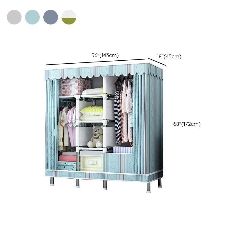 Contemporary Wardrobe Closet with Shelves Metal Wardrobe Armoire