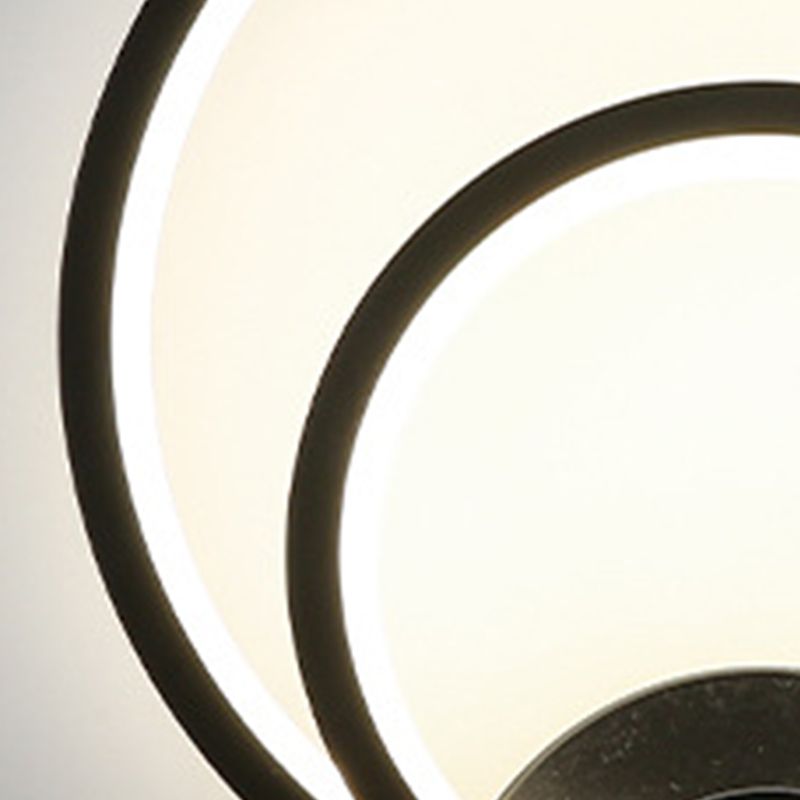 LED Bedroom Sconce Light Fixture Minimalist Black Wall Lighting with Circle Metal Shade