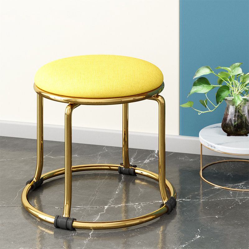 Scratch Resistant Round Standard Solid Color Cotton Ottoman for Living Room