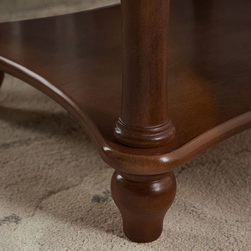 60CM Tall Wood Storage Sled End Table Double Tier Side Table for Bedroom
