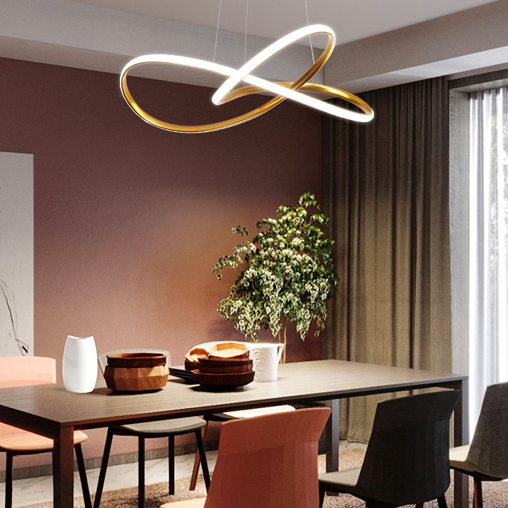 24.5" Wide Modern Chandelier Twisted LED Ceiling Lamp for Living Room Bedroom